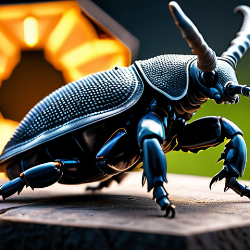 Home 14 A highly detailed macro photograph of a majestic rhinoceros beetle in a natural, powerful pose, carefully crawling near a perfectly constructed, intricate hexagonal honeycomb structure. The beetle's chitinous exoskeleton is gleaming under professional studio lighting, showcasing its formidable strength and the geometric precision of the insect world's architecture. The background is a soft-focus, natural environment with hints of lush green foliage. Perfect anatomy, correct proportions, natural pose, well-formed hands, proper finger count, natural body proportions, safe for work, appropriate content, fully clothed, professional, high quality, ultra-detailed.