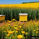 곤충의 화분매개 작용과 농업 - A vibrant agricultural landscape in the Russian countryside during late spring, showcasing a diverse...